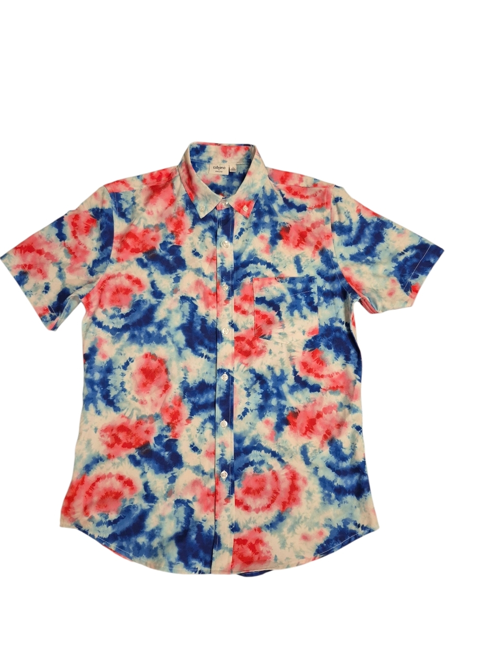 Cabana by Crown Ivy Men's Short Sleeve Shirt, Size Small Red, White , And Blue.